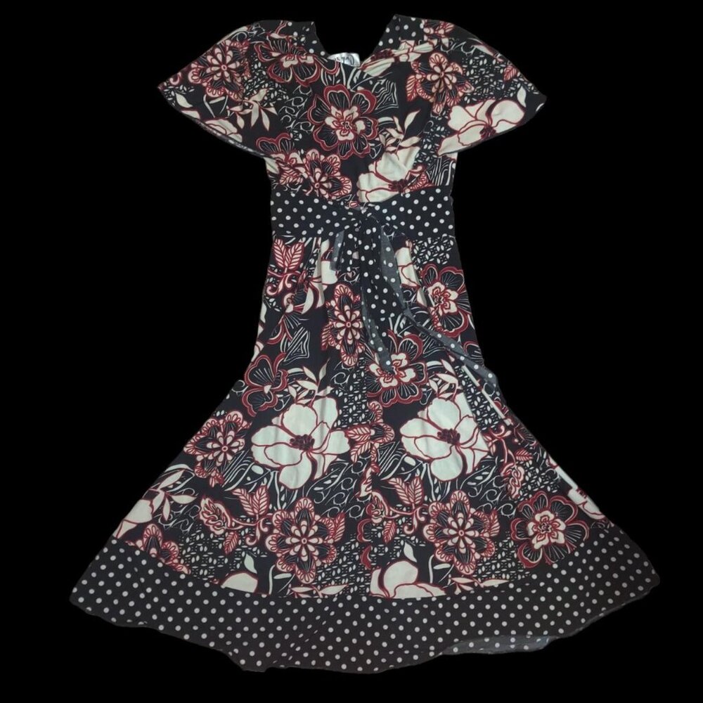 Y2k Midi Mixed Print Polka Dot Dress !! - Picture 5 of 7